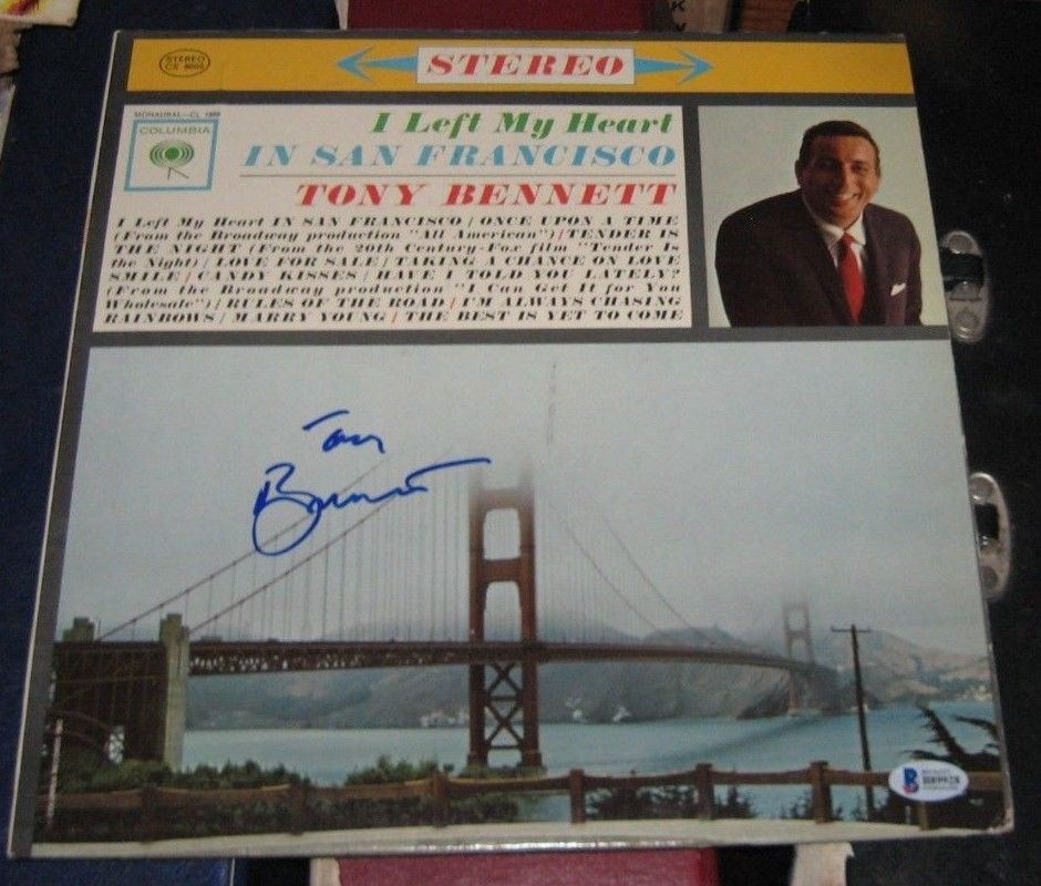 TONY BENNETT POP LEGEND SIGNED AUTOGRAPHED LEFT MY HEART SAN FRANCISCO ALBUM