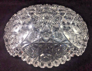 QUAKER CITY American Brilliant ABP Cut Glass COLUMBIA Pattern 9" Low Bowl