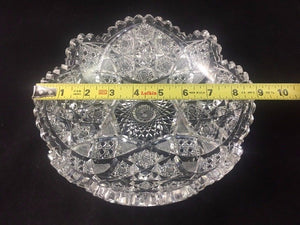 American Brilliant Cut Glass Low Bowl with Hobstars and Stars