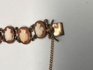 Antique Shell Cameo Bracelet 10kt Yellow Gold 7 inch