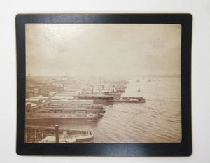 Antique 1887 Original Albumen Photograph View of Docks from Brooklyn Bridge NYC