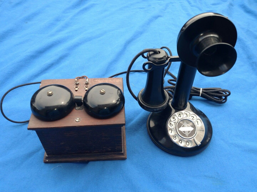 Antique Automatic Electric 21 Candlestick Telephone & Western Electric Ringer