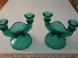 antique depression glass candle holders