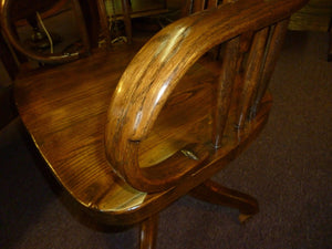 Antique Oak Chair Office Swivel bentwood arm press back refinished roll top desk