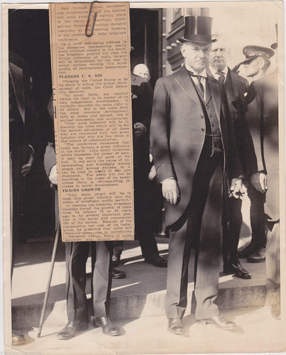 Calvin Coolidge Presidential Radio Address Foreign Aid Antique News Press Photo