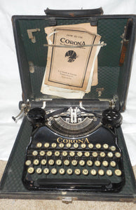 ANTIQUE TYPEWRITER ~ RARE L.C. SMITH CORONA PORTABLE MODEL 4 BLACK DECO