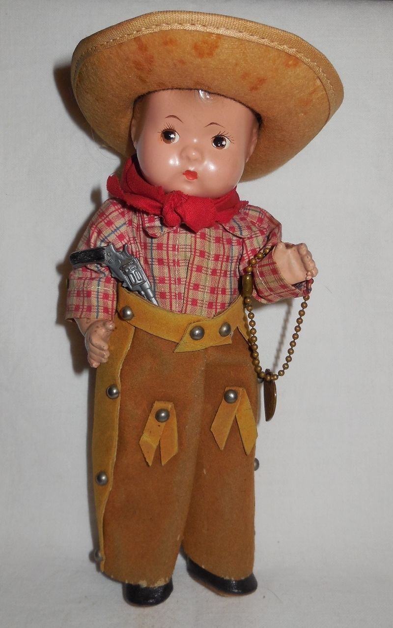 Rare HTF 1936 Texas Centennial Effanbee Tinyette COWBOY Tagged Outfit 10Gal-Hat