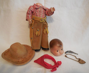 Rare HTF 1936 Texas Centennial Effanbee Tinyette COWBOY Tagged Outfit 10Gal-Hat