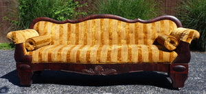 Antique Empire Couch, Sofa - Golden Orange & Mohagany - Photo, Movie, Band Prop