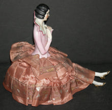 RARE ANTIQUE POWDER BOX - MADE FOR THE FRENCH MARKET!! - CHINA HALF DOLL w/ LEGS