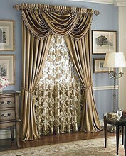 Hyatt WINDOW TREATMENT,complete 7 pc. set-panel +valance+ sheer gold antique