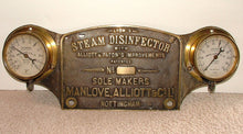 Large Brass Industrial Nameplate With 2 Gauges Machine Age Steampunk MAGNIFICENT LYONS STEAM DISINFECTOR 1880 HOSPITAL ASYLUM WORKHOUSE