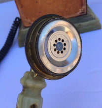ANTIQUE VINTAGE MARBLE ROTARY TELEPHONE MID CENTURY DECO MICHAELSON BRASS UNIQUE