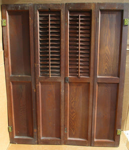 Set Victorian Interior Window Louvered & Panel House Shutters 33" W x 40" H A