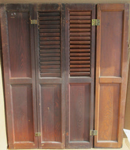 Set Victorian Interior Window Louvered & Panel House Shutters 33" W x 40" H A