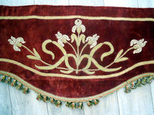 ANTIQUE FRENCH VALANCE 19TH-CENTURY SILK VELVET EMBROIDERY