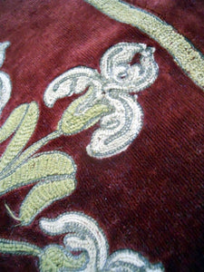 ANTIQUE FRENCH VALANCE 19TH-CENTURY SILK VELVET EMBROIDERY