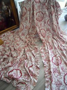 vintage French cotton curtain panel Toile de Jouy 19TH-Century for windows