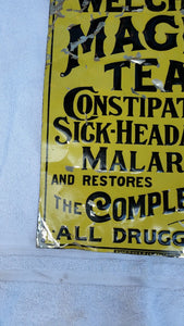 Rare Antique Welch’s Magic Tea Tin Advertising Sign Soda Dr Drug Pharmacy