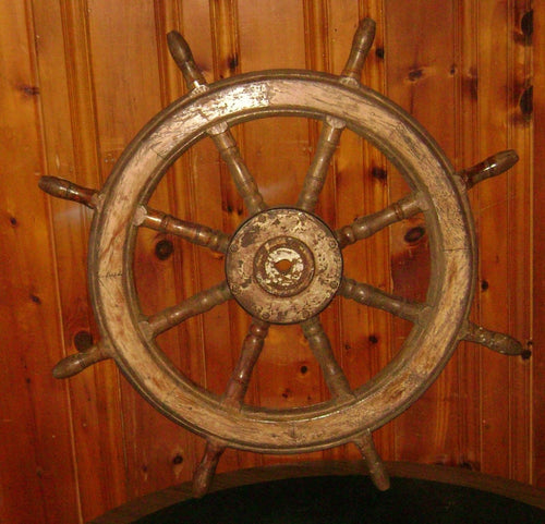 ANTIQUE SHIP CAPTAINS WHEEL 39.5