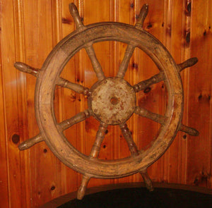 ANTIQUE SHIP CAPTAINS WHEEL 39.5" PIRATE WHALING NAVY