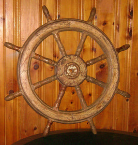 ANTIQUE SHIP CAPTAINS WHEEL 39.5" PIRATE WHALING NAVY